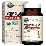 Garden of Life Organic Ashwagandha Supplement with Probiotics & Ginger - Stress, Mood & Energy Support, Vegan, Gluten Free, Non GMO, 2 Month Supply, 60 Tablets