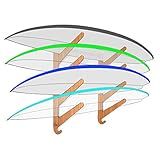 Grassracks Bamboo Surfboard Rack for 4 Boards - Horizontal Surf Wall Rack or Snowboard Mount - Kaua'i Quad (4 Boards, Bamboo)