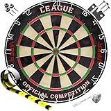 Viper League Regulation Bristle Steel Tip Dartboard Set with Staple-Free Bullseye, Galvanized Metal Thin Radial Spider Wire; High-Grade Compressed Sisal Board with Rotating Number Ring Extending Life