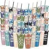 Uiifan 50 Pcs Inspirational Cups Bulk Appreciation Gifts for Employee Coworker Staff Team Thank You Gifts, Office Prizes for Adults Work Party Favors, Associates, Giveaways (Morandi Color)