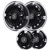 Wheelgoo 120mm 80mm Led Light Up Scooter Replacement Wheels - White Flashing- Compatible with Micro Mini, Maxi Deluxe, Globber 3-Wheeled Kid Kick Scooter, Set of 4 (Black)