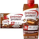 Premier Protein Shake, Chocolate Peanut Butter, 30g Protein, No Added Sugar, 24 Vitamins & Minerals to Support Immune Health, 11 fl oz, 12 Pack (Packaging May Vary)