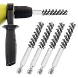 LIKIER Golf Clubs Head Hosel Brush Golf Shaft Ferrules Brush Stainless Steel Bore Brush Wire Brush Cleaning Tool Hex Shank Handle Electric Drill Wire Brush for Wood and Iron, Pack of 4