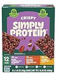 Simply Protein - Crispy Vegan Protein Bars Variety Pack, 3 Flavors - Plant Based, Protein Snacks - 13g Protein, 2g Sugar, 7g Fiber - Gluten Free, Non GMO, Kosher - 12 Bars