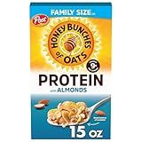 Honey Bunches of Oats Honey & Almond Protein Cereal, Breakfast or Snack, Family Size, 15 oz (Pack of 1)