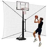 GADFISH 10x10 FT Basketball Rebounder Net, Heavy-Duty Steel Frame Basketball Return Net Catcher Backstop Nets Basketball Return Attachment Yard Guard for Outdoor Backyard Community and Court