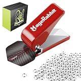 MageRabbit Dart Standard Flights Puncher,Dart Flight Hole Punch Tool with 100 Metal O Rings,Dart Accessories Puncher for PET Flights,Dart Flight Punch Tool (Red)