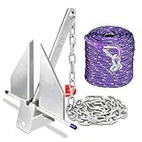 5lb Boat Anchor Kit Fluke Danforth Anchor Kit w/ Chain,Rope,Shackles