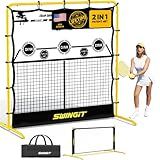 Portable Pickleball Training Net, 2in1 Solo Rebounder Net System for Dinks Volleys Tennis, USAPA Approved Accuracy Trainer Equipment with Carry Bag, Outdoor & Indoor Prefer Backyard, Driveway, Garage