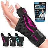 Fitsoon Thumb Wrist Brace | Upgraded Thumb Spica Splint Stabilizer Pain Relief Night Support for De Quervain’ s Tenosynovitis Trigger Finger Arthritis Sprains | Breathable Fabric (Rose Pink/Black, S/M - Fit both hands)