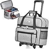 CAB55 2 Ball Bowling Bag with 4 Wheels, Double Bowling Ball Bag with Separate Shoe Compartment, (Up To US Men Size 16), and Multiple Multifunctional Accessory Pockets-Grey