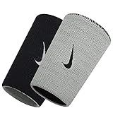 Nike Dri-Fit Home & Away Doublewide Wristbands (1 Pair, One Size Fits Most, Black/Base Grey)