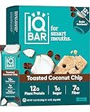 IQBAR Clean Plant Protein Bars - Toasted Coconut Chip - 12 Count - Keto, Vegan, High Fiber, Gluten and Dairy Free, Low Sugar Snack - Brain and Body Nutrients for Focus, Energy, Meal Replacement