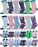 Croloose 12 Pairs Funny Lacrosse Socks for Women Teens Girls Boys Novelty Cotton Athletic Crew Socks Sports Senior Night Gifts Accessories for Lacrosse Lover Team Player Coach