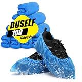 Buself Shoe Covers Disposable Non Slip - Pack of 100 (50 Pairs), Premium Waterproof and Recyclable Shoe Booties Covers for Indoors, Fits Up To 11 US Men and 13 US Women Size