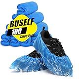 Buself Shoe Covers Disposable Non Slip - Pack of 100 (50 Pairs), Premium Waterproof and Recyclable Shoe Booties Covers for Indoors, Fits Up To 11 US Men and 13 US Women Size
