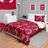 FOCO Chicago Bulls NBA Team Color Bed in a Bag Comforter Bedding 5 Piece Full Set