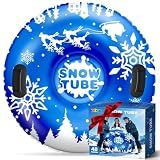 ZIZZ Inflatable Snow Tubes for Kids Adults Sledding 48" Large Heavy Duty | Cold-Resistant Thickened Pvc Fun Winter Outdoor Snow Sled Toys Christmas Birthday Gifts for Teen Boys Girls Family