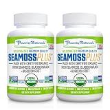 Power By Naturals Sea Moss Plus – USDA Organic Irish Sea Moss Capsules with Bladderwrack & Burdock Root – Immune Support – Vegan, Non-GMO, Gluten-Free – 120 Capsules, 2-Pack (2-Month Supply)