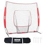 VEVOR 7x7 ft Baseball Softball Practice Net, Portable Baseball Training Net for Hitting Batting Catching Pitching, Backstop Baseball Equipment Training Aids with Carry Bag