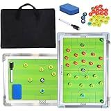 Nuburbur Magnetic Soccer Coaching Board, Double-Sided Dry Erase Tactics Board with Player Markers, Pen and Eraser, Portable Clipboard for Coaches, Coach Training Equipment Coach Gift
