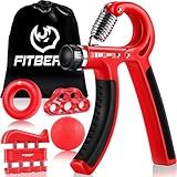 FitBeast Grip Strengthener Forearm Strengthener Hand Grips Strengthener Kit - 5 Pack Adjustable Resistance (Red)