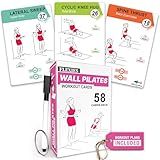 Flexies Wall Pilates Workouts For Women - 58 Exercise Cards with Wall Pilates Workout Postures, Instructions & Breathing Tips | Free Ring & Dry-Erase Marker to Create a Customize pilates at home Exercise Chart