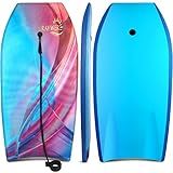 RAYWER Body Board Lightweight with EPS Core, HDPE Slick Bottom , Leash & Adjustable Wrist Rope, Great Surfing for Kids and Adults (Blue, 33-INCH)