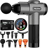 TOLOCO Massage Gun, Deep Tissue Back Massage for Athletes for Pain Relief, Percussion Massager with 10 Massages Heads & Silent Brushless Motor, Fathers Day Dad Gifts, Carbon