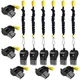 SUYAMI 12 Packs Sport Whistle with Lanyard, for Coach, Referee, Official (Black)