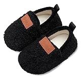 L-RUN Black Kids Slippers for Girls/Boys Indoor Home Shoes Black 5.5-6 Infant=EU22-23