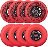 AOWISH 8-Pack Inline Skate Replacement Wheels 85A Outdoor Asphalt Formula Roller Blades Wheels Indoor Roller Blades Wheels with Bearings ABEC-9 & Floating Spacers (Red, 80mm)