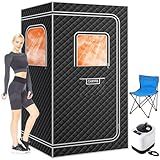 Garvee Sauna Box,Portable Sauna for Home with 4L 1500W Steamer,Explosion Zroof Zip,99 Mins Timer,Sauna Tent with 600D Encrypted Fibre, Easy Setup Quick Heat-Up Foldable Sauna for Home Spa（Grey）