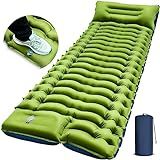 Camping Sleeping Pad, Ultralight Camping Mat with Pillow, Built-in Foot Pump Inflatable Sleeping Pads Compact for Camping Backpacking Hiking Traveling Tent,Single,Green.