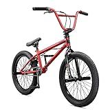 Mongoose Legion L20 Kids Freestyle BMX Bike, Intermediate Rider, Boys and Girls Bikes, 20-Inch Wheels with 4 Axle Pegs, Hi-Ten Steel Frame, Micro Drive 25x9T BMX Gearing, Red