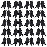 20 PCS 8 Inch Cheer Hair Bows Large Cheerleading Big Hair Bows with Ponytail Holder Hand-made Grosgrain Ribbon Hair Accessories for Teen Girls(Black)