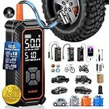 OlarHike Tire Inflator Portable Air Compressor,Dual Power-3*2000mAh &12V DC