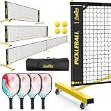 Fostoy Pickleball Set Net with 4 Paddles Pickleballs, 6FT/11FT/22FT