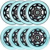 HeyZomm Inline Skate Wheels Outdoor & Indoor Inline Skate Replacement Wheels 85a Roller Hockey Wheels w/Bearings ABEC-9 & Floating Spacers, 64mm 70mm 72mm 76mm 80mm 84mm 90mm Dia, 8-Pack (84mm, Blue)