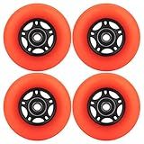 WHEELCOME Inline Skate Wheels with Bearings ABEC-9 and Floating Spacers for Blades Roller Hockey Skates, 85A Indoor & Outdoor, 64mm/70mm/72mm/76mm/80mm Dia, 4-Pack (Orange, 80mm)
