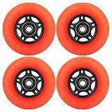 WHEELCOME Inline Skate Wheels with Bearings ABEC-9 and Floating Spacers for Blades Roller Hockey Skates, 85A Indoor & Outdoor, 64mm/70mm/72mm/76mm/80mm Dia, 4-Pack (Orange, 76mm)