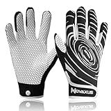 NOVAXUS Youth Football Gloves for Kids- Silicone Palm, Sticky Receiver Gloves for Boys/Girls,Black L