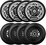 AOWISH 8-Pack Inline Skate Replacement Wheels 85A Outdoor Asphalt Formula Roller Blades Wheels Indoor Roller Blades Wheels with Bearings ABEC-9 & Floating Spacers (Black, 80mm)
