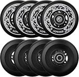 AOWISH 8-Pack Inline Skate Wheels, 85A, Outdoor & Indoor (Black, 80mm)