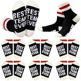 Glitopper 6 Pairs Team Crew Socks, Athletic Sports with Stripes,Black