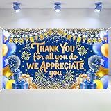 We Appreciate You Banner Employee Appreciation Day Backdrop You are Appreciated Staff Team Appreciation Week Background We Appreciate You Blue Gold Photoshoot Banner Props 73x42inch