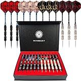 WINSDART ADKX Steel Tip Darts 12 Pack Set with Nonslip Iron Barrel Aluminum Dart Shafts and Flights + Darts Sharpener + an Gift Box (Darts-A)