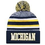Michigan Beanie Hat Winter Knit Men Cuffed Stylish Sport Hats Fashion Women Toque Cap with Pom