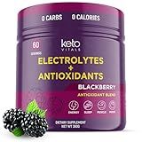 Keto Vitals Antioxidant Electrolytes Powder - Blend Keto Electrolytes with Potassium, Magnesium, Sodium, & Calcium - No Sugar Electrolyte Drink Mix & Hydration Powder, 60 Servings, BlackBerry