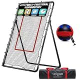 4x7ft Adjustable Volleyball Rebounder with Volleyball and Bag for Practice